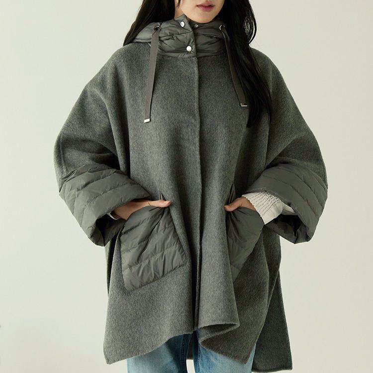 MACKINTOSH ポンチョコート グレー ウール size6 ポンチョ ケープポンチョ フード付き ウール コート レディース ケープ