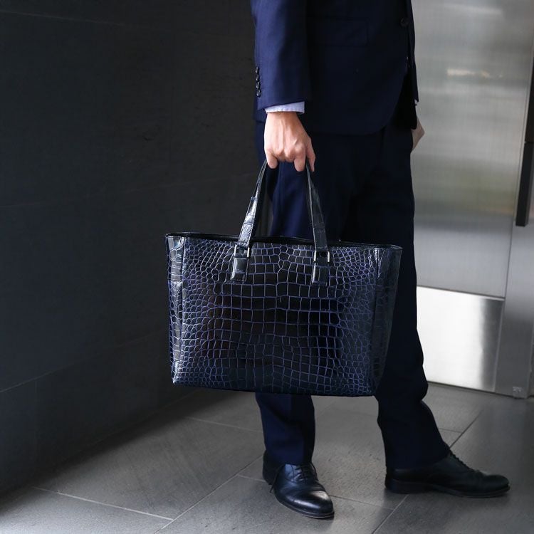 クロコダイル トートバッグ メンズ 日本製 センター取り 保証書 付き 4FA