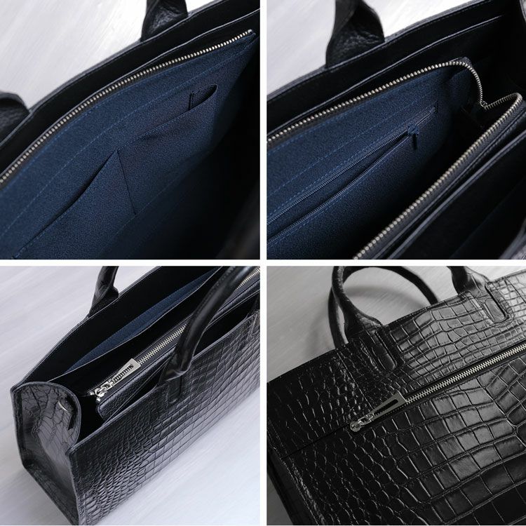 クロコダイル ビジネスバッグ メンズ 日本製 センター取り 2WAY 保証書 4FA