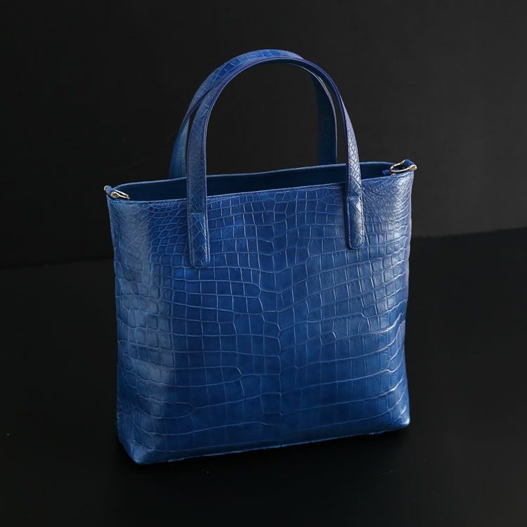藍染め クロコダイル メンズ トートバッグ 日本製 2way センター取り