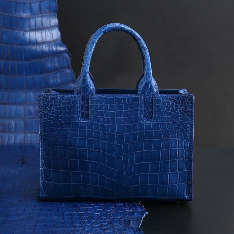 藍染め クロコダイル トートバッグ 日本製 横幅30cm 2way レディース