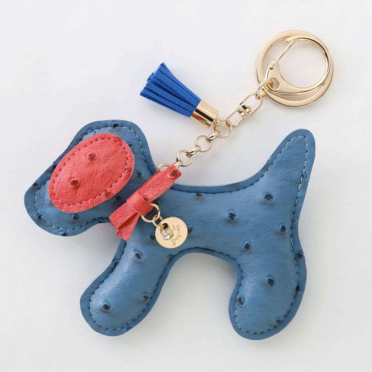 イヌ 犬 ラインストーン キーホルダー バッグチャーム ブルー バッグチャーム 犬 ワンちゃん ぬいぐるみ キーホルダー