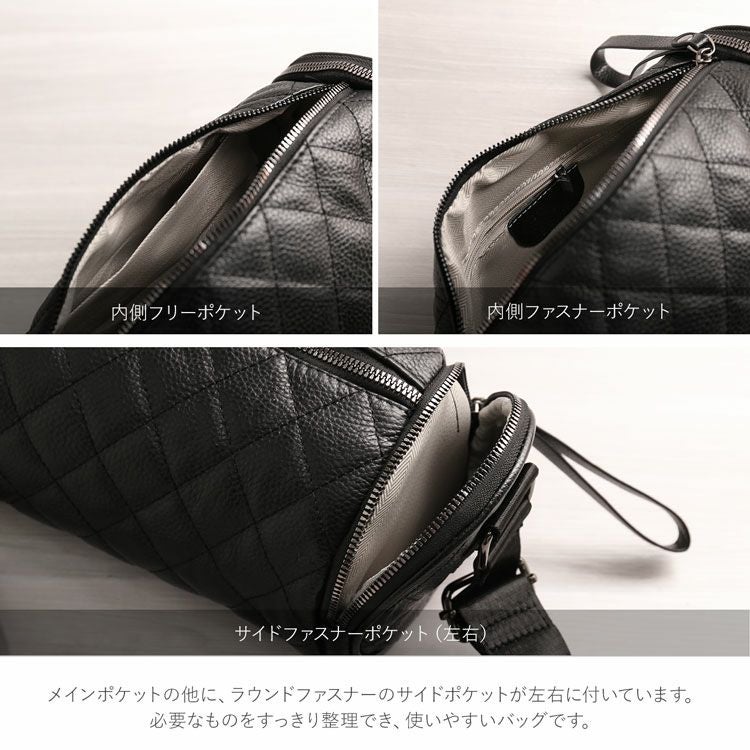 牛革ショルダーバッグロール型キルティング