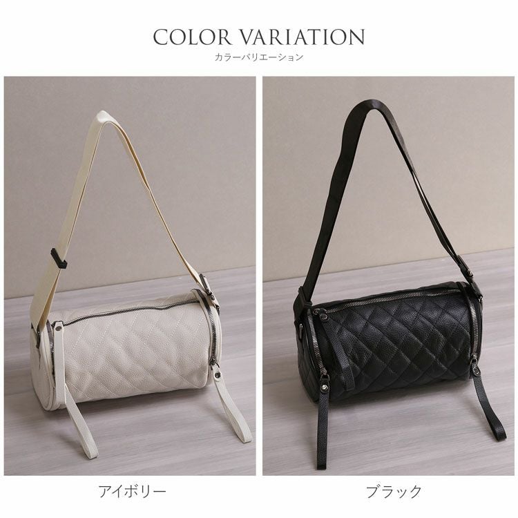 牛革ショルダーバッグロール型キルティング