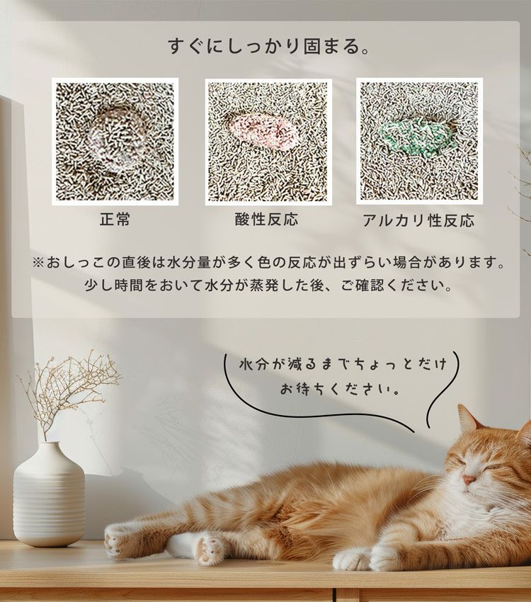 猫砂健康チェックおからベントナイト天然素材phおしっこチェック流せる溶岩石消臭抗菌
