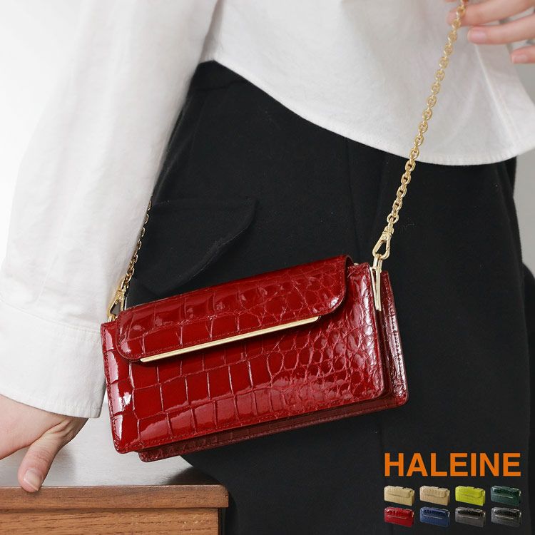 HALEINE クロコダイル お財布&スマホ ショルダーバッグ レディース