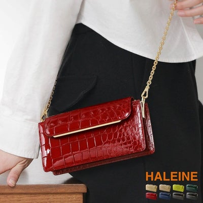 HALEINEクロコダイルお財布ショルダーバッグレディース