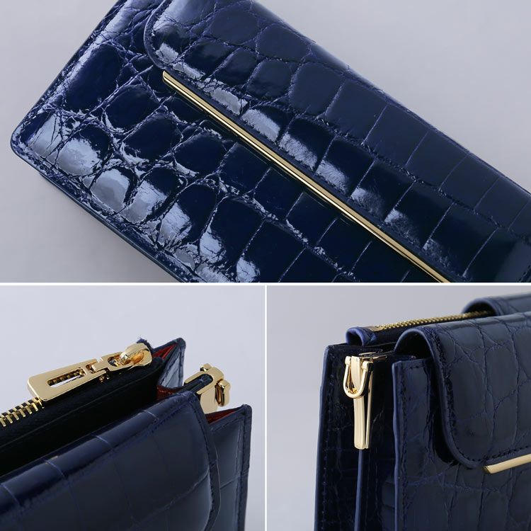 HALEINE クロコダイル お財布&スマホ ショルダーバッグ レディース