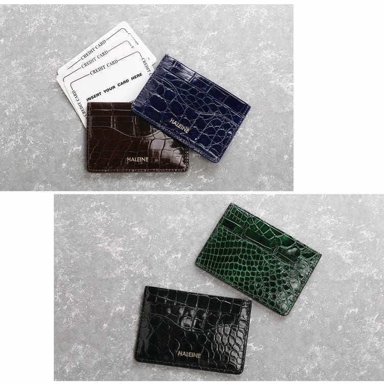 薄型 カードケース 本革 レザー クロコダイル スリム シンプル
