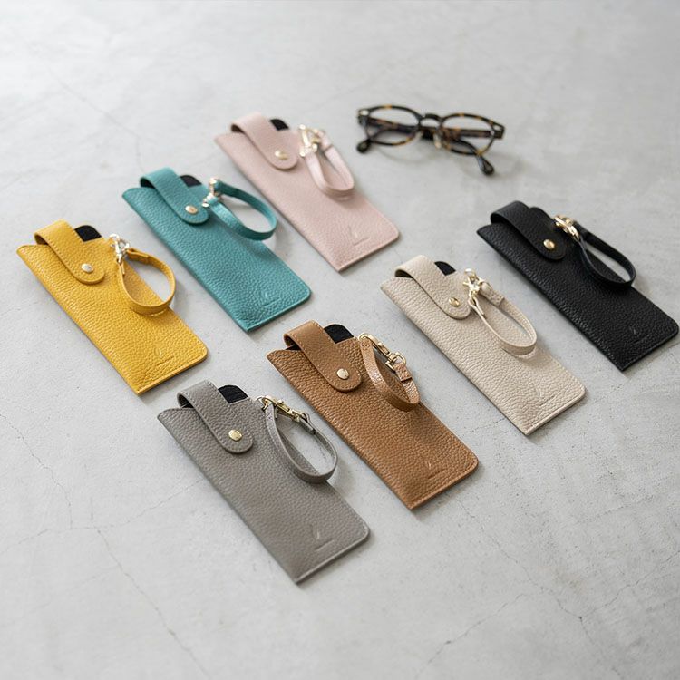 メガネケース本革ストラップ付き薄型mienospira