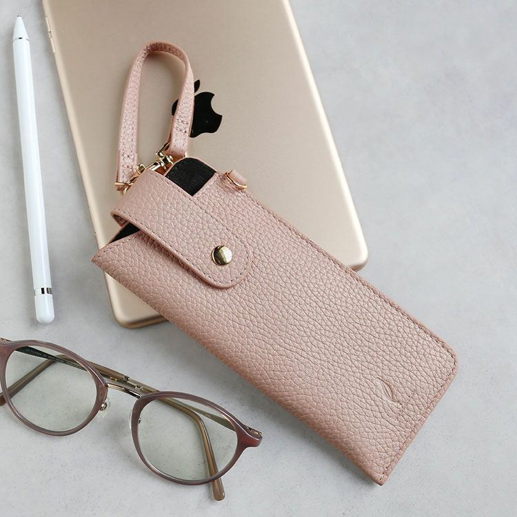 メガネケース 革 ストラップ付 スリム ソフト 名入れ 【ネコポスで送料