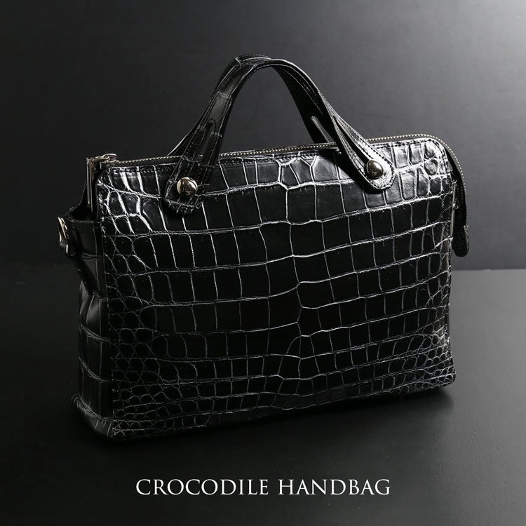 クロコダイルマット3wayバッグハンドバッグ日本製JRAセンター取り目地染め