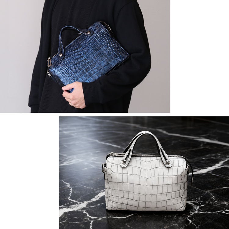 クロコダイルマット3wayバッグハンドバッグ日本製JRAセンター取り目地染め