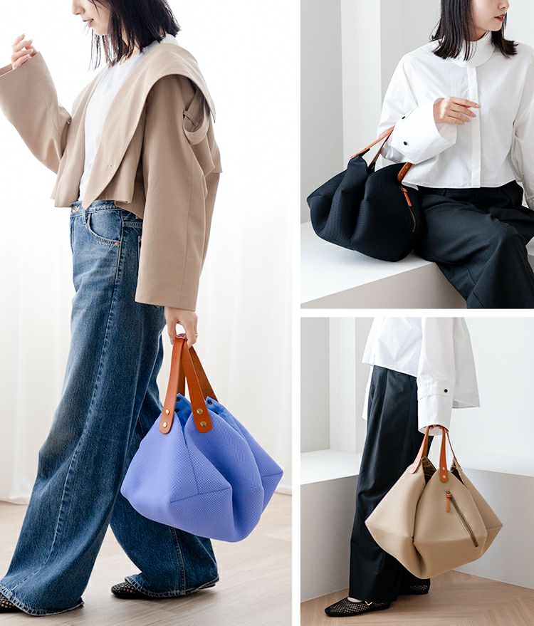 HALEINE折りたためるハンドバッグレディースオリガミバッグMサイズLサイズ