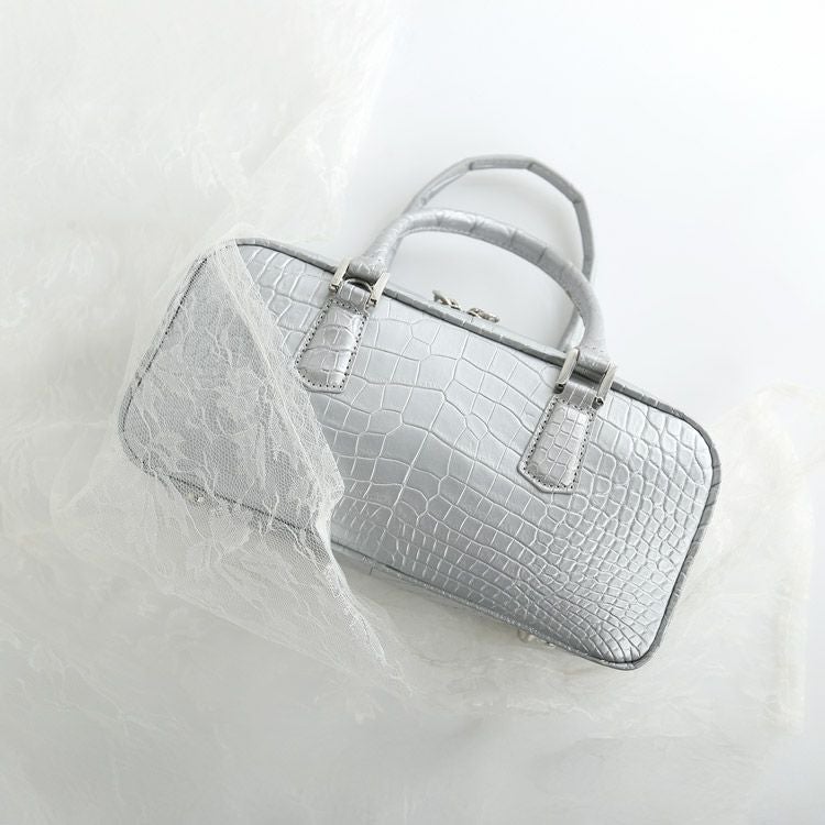 クロコダイル マット加工 2way ミニボストンバッグ