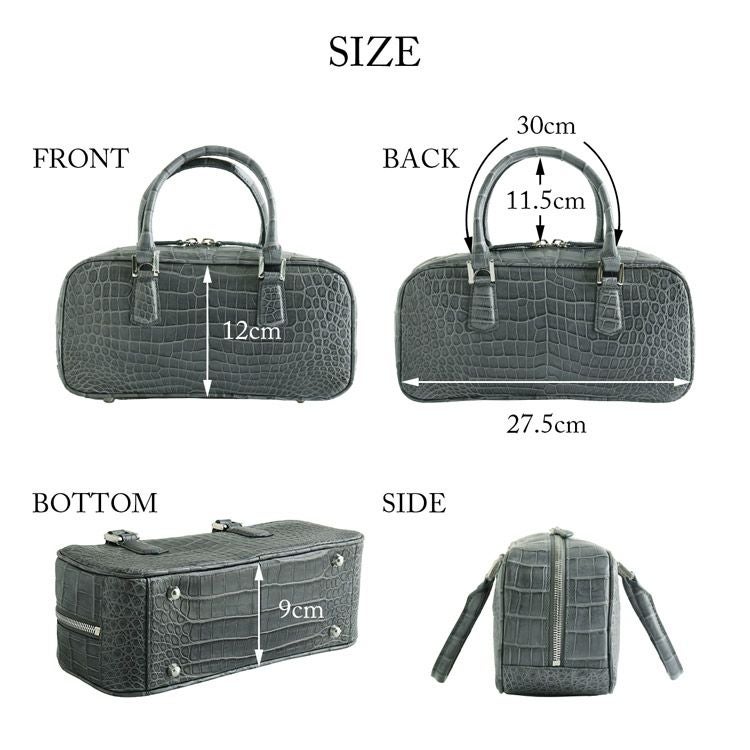 クロコダイル マット加工 2way ミニボストンバッグ