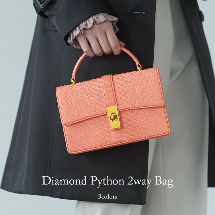 ダイヤモンドパイソン 2way ハンドバッグ レディース