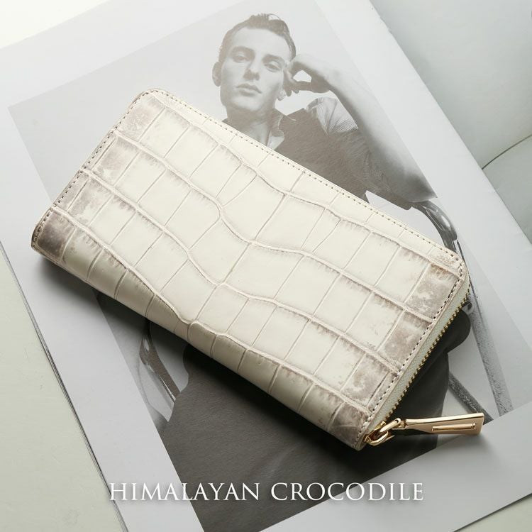 ヒマラヤクロコダイル ラウンドファスナー 長財布 レディース 一枚革
