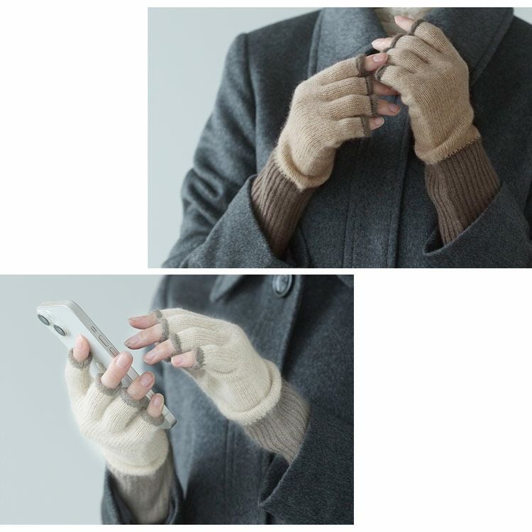 ハンドウォーマーカシミヤ100%指ぬき手袋レディースフィンガーレスグローブカシミヤスマホ手袋