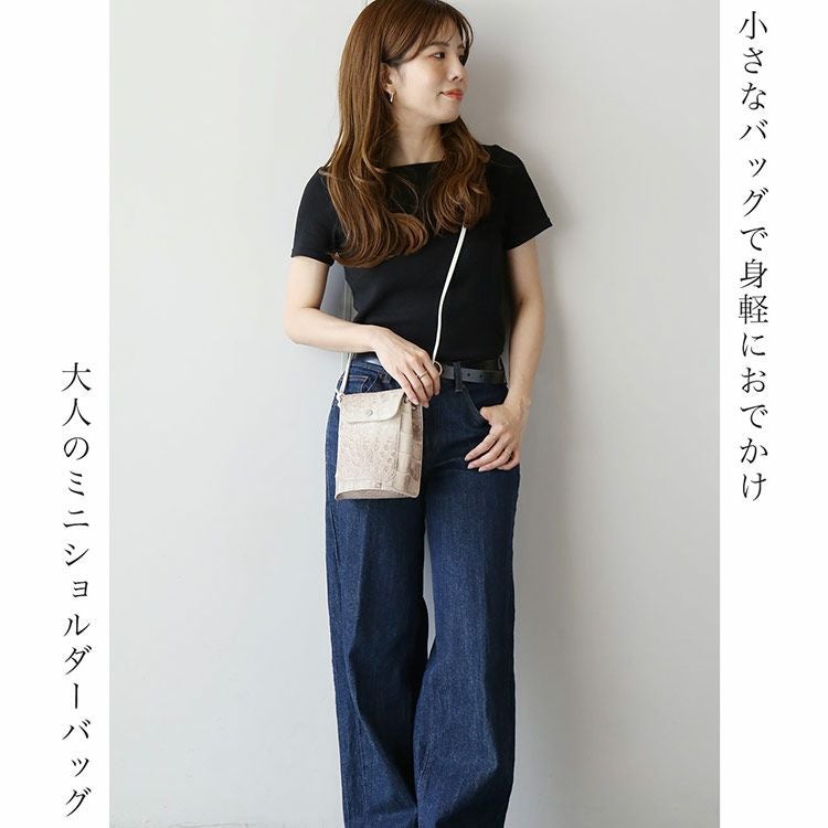 ヒマラヤクロコダイルスマホが入るミニショルダーバッグレディースバッグポシェットマット加工ショルダーバッグ斜めがけホワイト母女性母の日ギフトプレゼント4FA(06001912r)