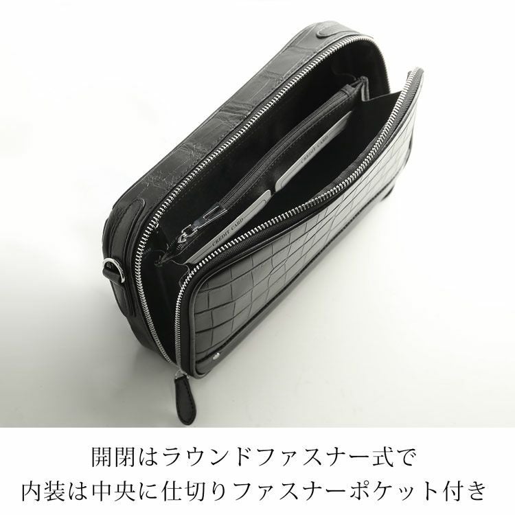 アニアリ　ボディバッグ　ショルダー　ダブルファスナー　クロコ　型押し　ブラック 正規取扱店 アニアリ ボディバッグ メンズ レディース ブランド きれい