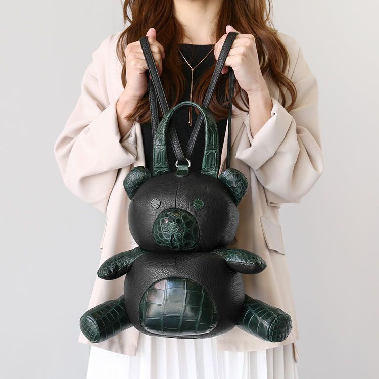 牛革&クロコダイル くまの リュックサック