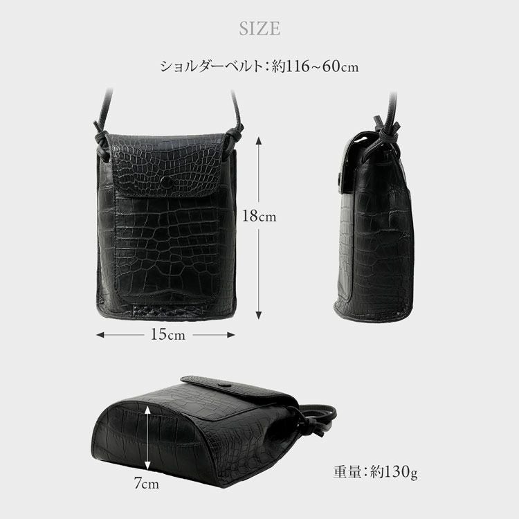クロコダイルミニショルダーバッグレディースサイズ