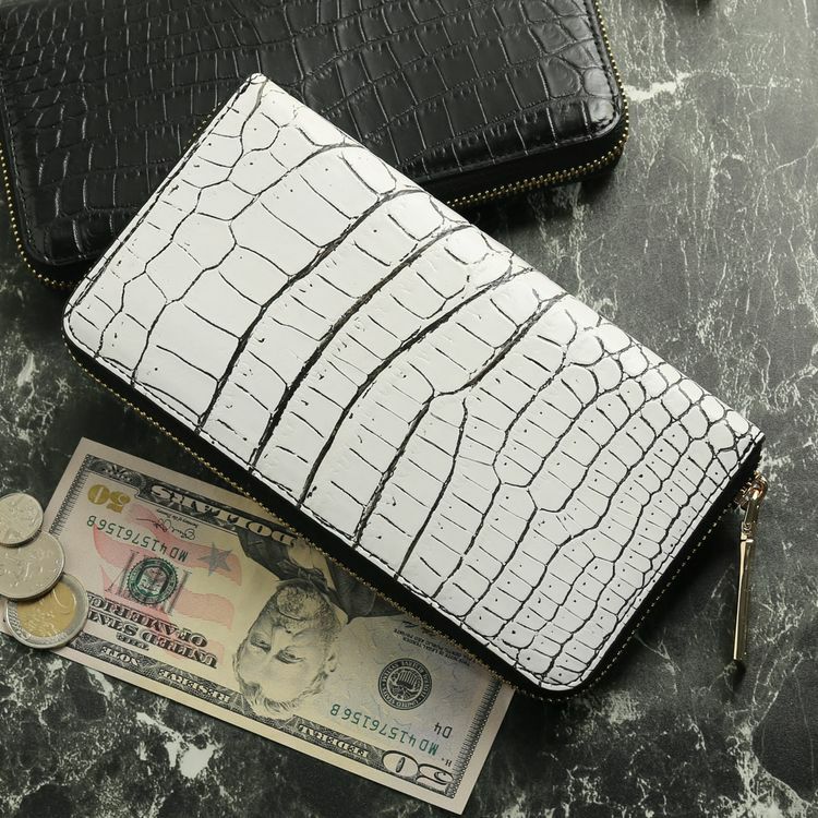 ナイル クロコダイル 長財布 レディース マット加工 ラウンド