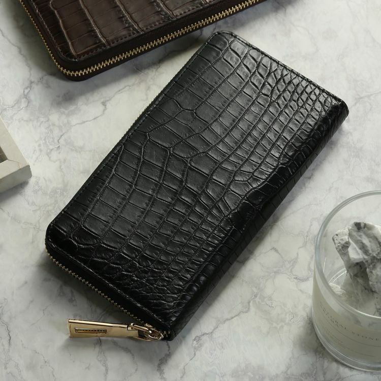 ナイル クロコダイル 長財布 レディース マット加工 ラウンド