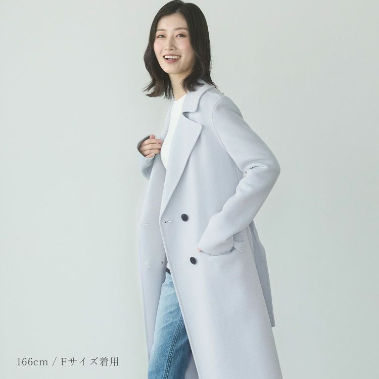 チェスターコートダブルフェイスレディースロングアウター秋冬ウールロングコート
