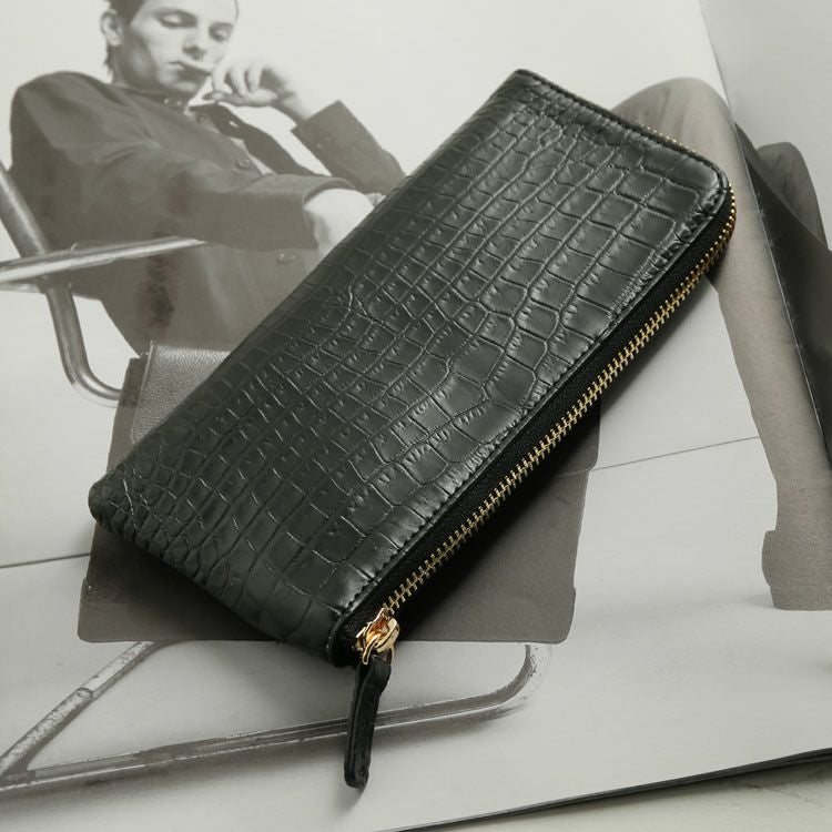 ナイル クロコダイル L字ファスナー 長財布 レディース マット加工