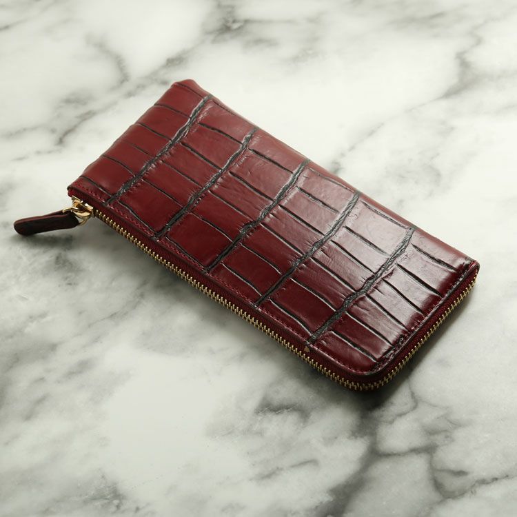 ナイル クロコダイル L字ファスナー 長財布 レディース マット加工