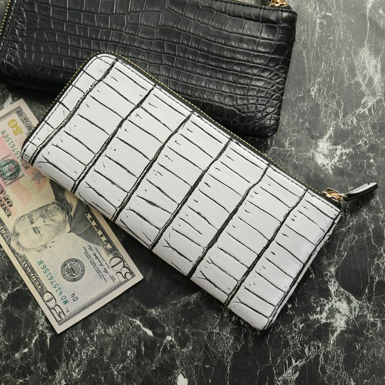 ナイル クロコダイル L字ファスナー 長財布 レディース マット加工
