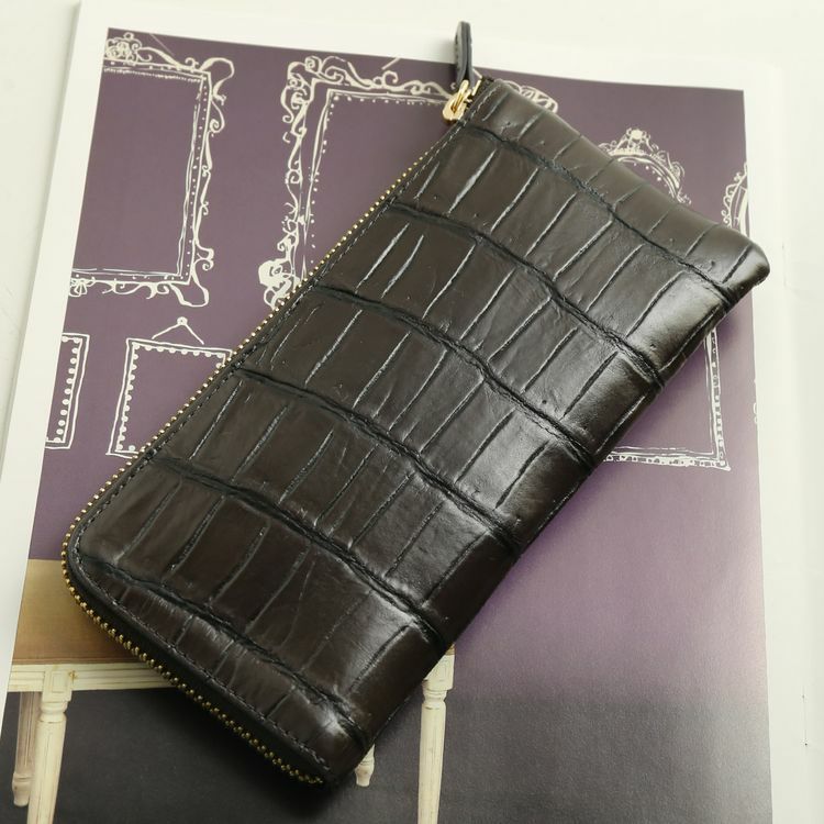 ナイル クロコダイル L字ファスナー 長財布 レディース マット加工