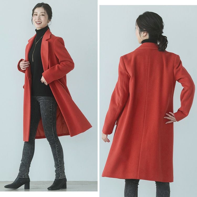 チェスターコート アンゴラ ウール混 レディース ロング コート 秋 冬