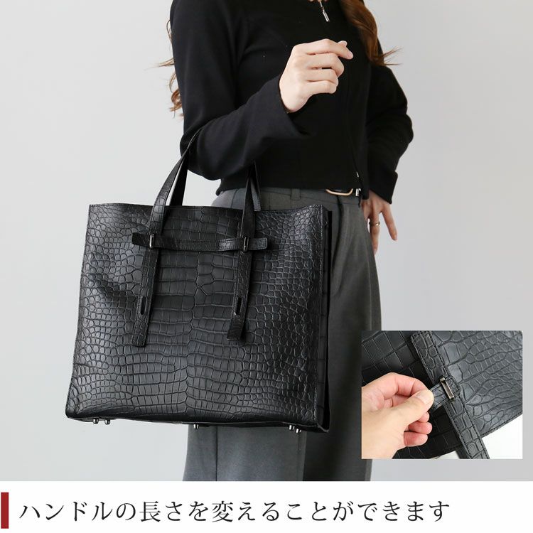 トートバッグ クロコダイル レディース 肩掛け マット加工 ポロサス 本