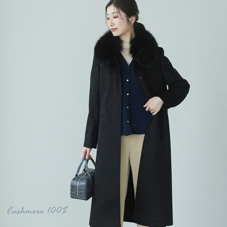 レディース-カシミヤコート（ファー付き）通販｜ファー付きカシミヤ