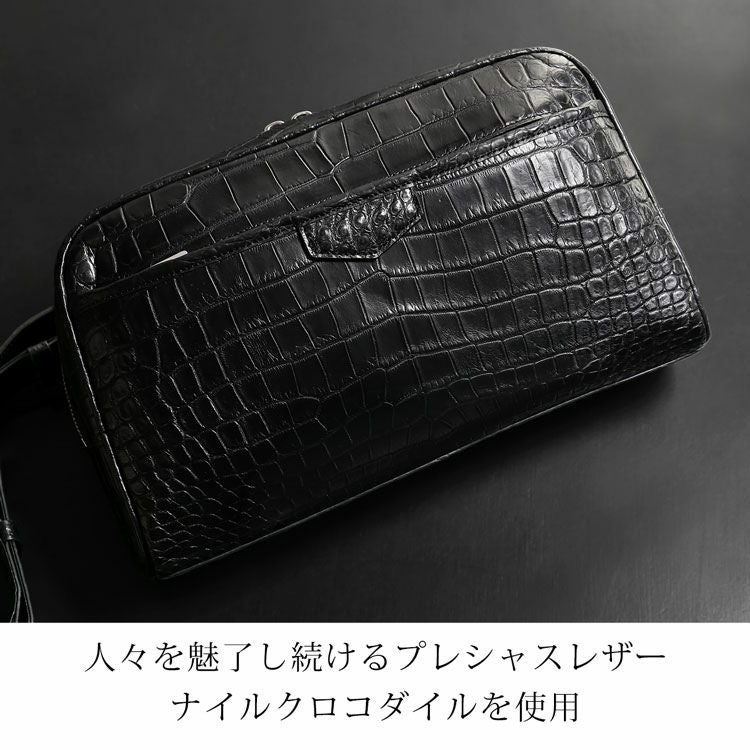 ナイルクロコダイルボディバッグマット加工目地染めメンズワニ本革ショルダーバッグ斜め掛けワンショルダー容量ななめ掛けボディバックかっこいいスタイリッシュ(06001918-mens-1r)