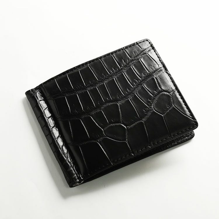クロコダイル マネークリップ 財布 折り財布 レディース マット 加工