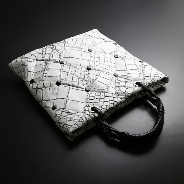 クロコダイルダイヤ柄編み込みデザイン2wayトートバッグ日本製JRAレディース