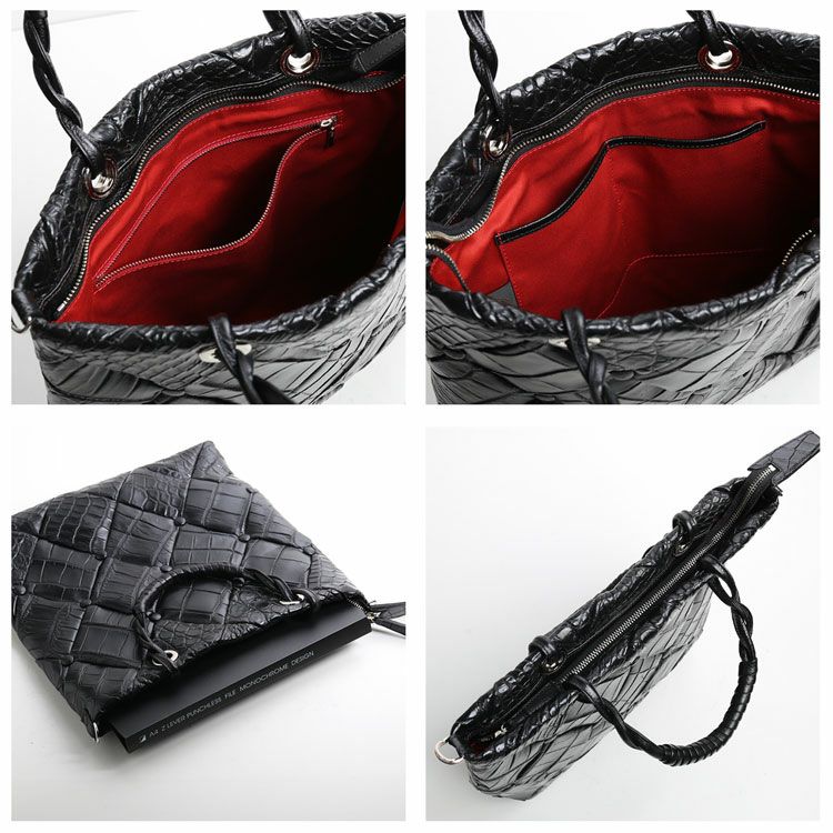 クロコダイル ダイヤ柄 編み込みデザイン 2way トートバッグ 日本製