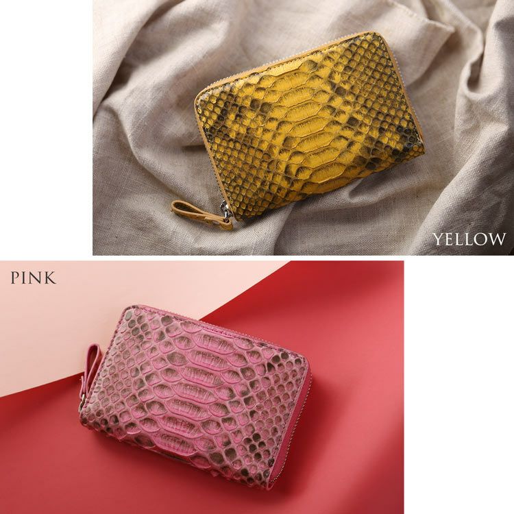 ダイヤモンドパイソン ラウンドファスナー コンパクト財布 レディース