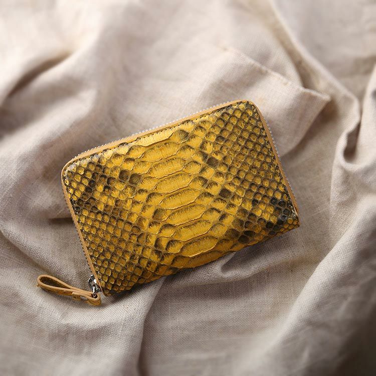 ダイヤモンドパイソン ラウンドファスナー コンパクト財布 レディース