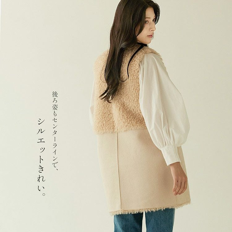 ファーベストエコファーリバーシブルベストレディースフェイクファーベストリバーシブルベスト(08000334r)