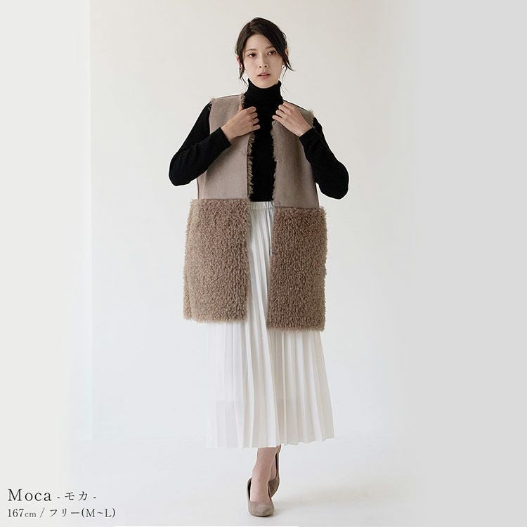 ファーベストエコファーリバーシブルベストレディースフェイクファーベストリバーシブルベスト(08000334r)