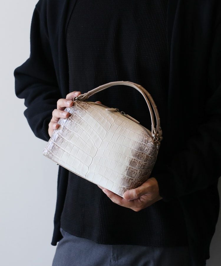 ヒマラヤクロコダイル2wayハンドバッグレディースマット加工センター取り2WAY斜め掛けショルダーバッグ