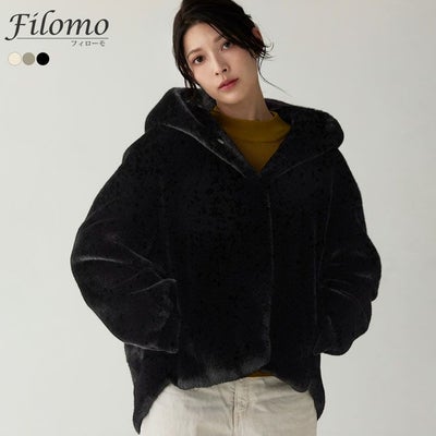 Filomo ミンク調 フェイクファー フード付き ジャケット レディース