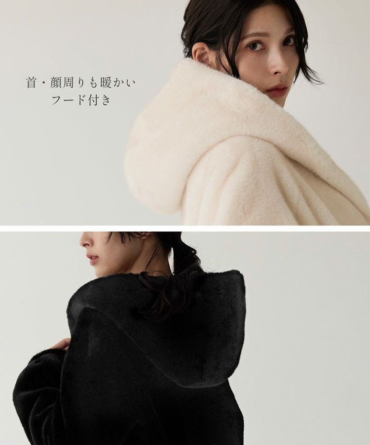 Filomo ミンク調 フェイクファー フード付き ジャケット レディース