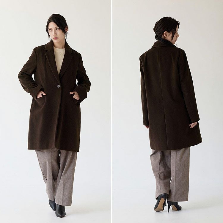 チェスターコート レディース アウター ロングコート ウールブレンド ウールコート (08000335r)