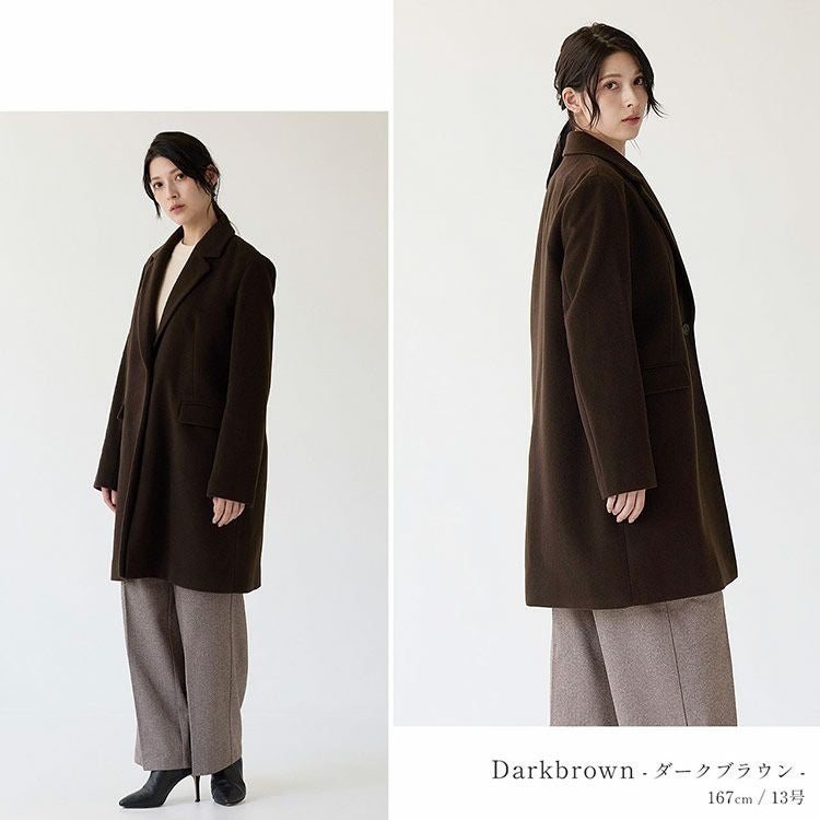 チェスターコート レディース アウター ロングコート ウールブレンド ウールコート (08000335r)